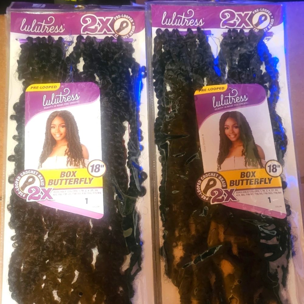 Box 2x Butterfly Hair Extensions 18" - Black Include 4-2x Packages Of Hair